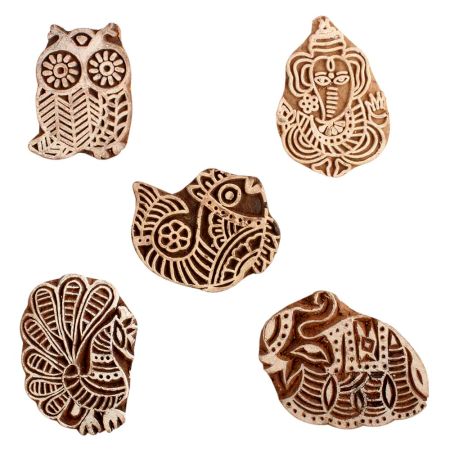 Set of 5 Piece New Mix Wooden Printing Block